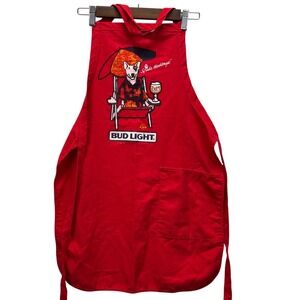 Bud Light Spuds MacKenzie Vintage 80s Red BBQ Apron Unisex One Size Made in USA